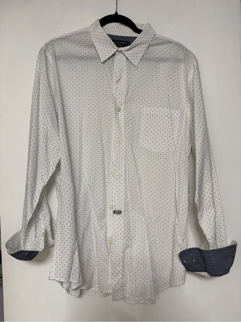 Banana Republic White Microdot Long-Sleeve Dress Shirt